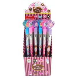 TINYMILLS 24 Pcs Donuts Multi Point Stackable Push Pencil Assortment with Eraser for Donut Party Favor Prize Carnival Goodie Bag Stuffers Classroom Rewards Stocking Stuffers
