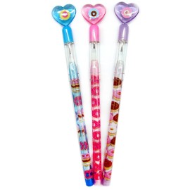 TINYMILLS 24 Pcs Donuts Multi Point Stackable Push Pencil Assortment with Eraser for Donut Party Favor Prize Carnival Goodie Bag Stuffers Classroom Rewards Stocking Stuffers