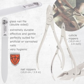 3 Swords Germany - brand quality 12 piece manicure pedicure grooming kit set for professional finger & toe nail care with black synthetic leather case - Made in Germany