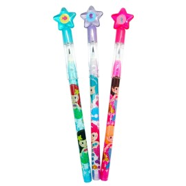 TINYMILLS 24 Pcs Mermaids Multi Point Stackable Push Pencil Assortment with Eraser for Shark Birthday Party Favor Prize Carnival Goodie Bag Stuffers Classroom Rewards Pinata Fillers