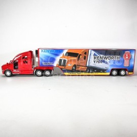 KiNSMART Kenworth T700 Container Truck, 1:68 Scale, Die Cast Metal Model, Red with Decals, Pullback Action