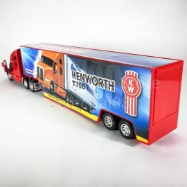 KiNSMART Kenworth T700 Container Truck, 1:68 Scale, Die Cast Metal Model, Red with Decals, Pullback Action