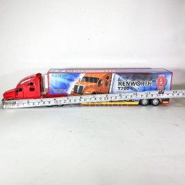 KiNSMART Kenworth T700 Container Truck, 1:68 Scale, Die Cast Metal Model, Red with Decals, Pullback Action