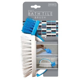 Evriholder Double Scrub Bath Tile Brush, White/Blue