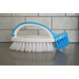 Evriholder Double Scrub Bath Tile Brush, White/Blue