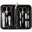 3 Swords Germany - brand quality 8 piece manicure pedicure grooming kit set for professional nail care with synthetic leather case black silver spots - Made in Germany
