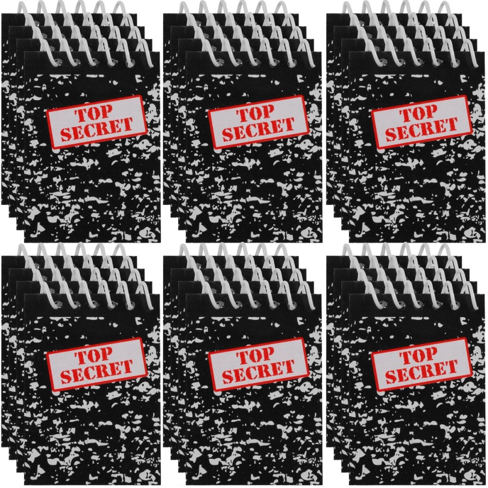 Bedwina Top Secret Mini Notebooks for Kids Party Favors - (Pack of 24) Spiral Small Notebook Pads for Murder Mystery Party Decor, Secret Agent Spy or Crime Detective Themed Parties, Goody Bag Notepads