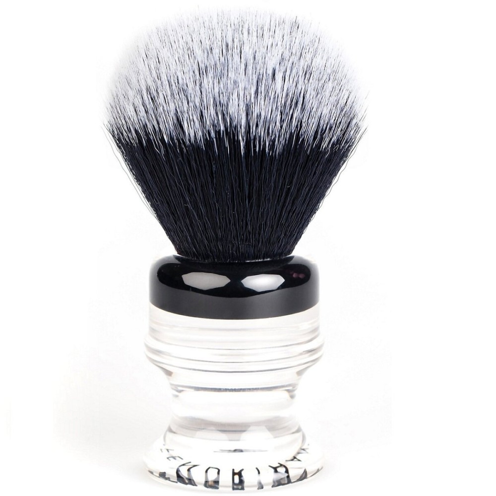 Fendrihan Black and White Synthetic Shaving Brush with Two-Tone Acrylic Handle for personal and professional shaving
