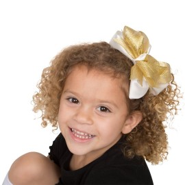 juDanzy Large Gold and Cream Shimmer Hair Clip Bow for Girls juDanzy Large Gold and Cream Shimmer Hair Clip Bow for Girls
