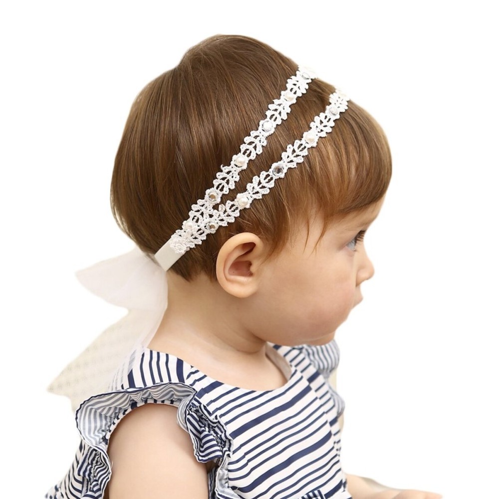 DANMY Baby Girl Super Elastic Headband,Cotton Lace Toddler Hair Band,Infant Soft Turban Hair Accessories Set