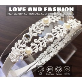 DANMY Baby Girl Super Elastic Headband,Cotton Lace Toddler Hair Band,Infant Soft Turban Hair Accessories Set