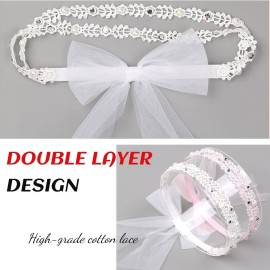 DANMY Baby Girl Super Elastic Headband,Cotton Lace Toddler Hair Band,Infant Soft Turban Hair Accessories Set