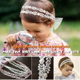 DANMY Baby Girl Super Elastic Headband,Cotton Lace Toddler Hair Band,Infant Soft Turban Hair Accessories Set