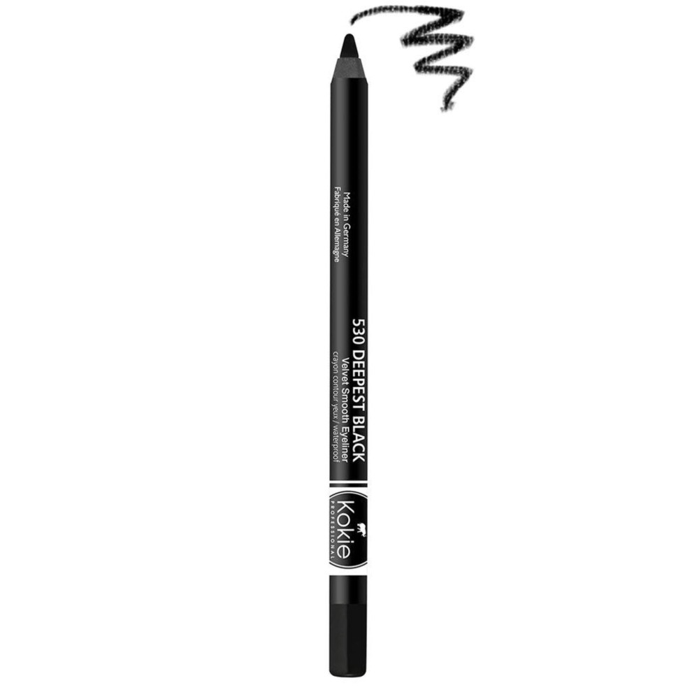 Kokie Cosmetics Waterproof Velvet Smooth Eyeliner Pencil, Deepest Black, 0.042 Ounce