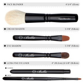 Bella Mini Travel Makeup Brush Set with Mirror Travel Case | Handmade in USA | Includes Face Blender, Cream Shadow, Eye Shadow, and Fine Eye Liner Cosmetic Brushes | Compact Make Up Kit for Women Bella Mini Travel Makeup Brush Set with Mirror Travel Case | Handmade in USA | Includes Face Blender, Cream Shadow, Eye Shadow, and Fine Eye Liner Cosmetic Brushes | Compact Make Up Kit for Women