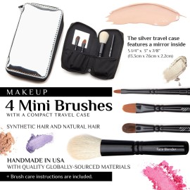 Bella Mini Travel Makeup Brush Set with Mirror Travel Case | Handmade in USA | Includes Face Blender, Cream Shadow, Eye Shadow, and Fine Eye Liner Cosmetic Brushes | Compact Make Up Kit for Women Bella Mini Travel Makeup Brush Set with Mirror Travel Case | Handmade in USA | Includes Face Blender, Cream Shadow, Eye Shadow, and Fine Eye Liner Cosmetic Brushes | Compact Make Up Kit for Women