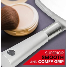 MIRRORVANA Professional Large Hand Mirror with Ergonomic Handle for Men & Women - Premium Handheld Haircut Mirrors for Barber and Salon - 9 x 13 (Elegant Silver Luxe Edition)