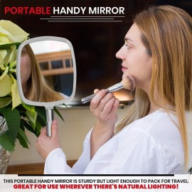 MIRRORVANA Professional Large Hand Mirror with Ergonomic Handle for Men & Women - Premium Handheld Haircut Mirrors for Barber and Salon - 9 x 13 (Elegant Silver Luxe Edition)