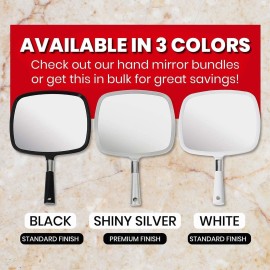 MIRRORVANA Professional Large Hand Mirror with Ergonomic Handle for Men & Women - Premium Handheld Haircut Mirrors for Barber and Salon - 9 x 13 (Elegant Silver Luxe Edition)