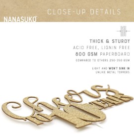 NANASUKO 10th Anniversary Cake Topper - Cheers to 10 years - Double Sided Gold Glitter, Premium quality Made in USA