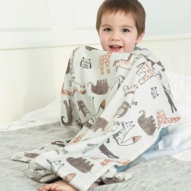 BORITAR Baby Blanket Soft Minky with Double Layer Dotted Backing, Lovely Animals Printed 30 x 40 Inch Receiving Blanket