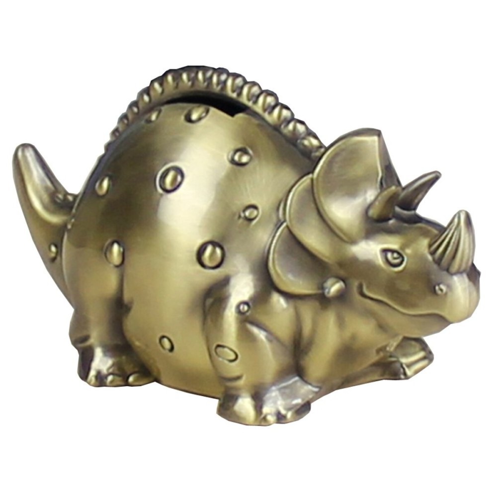 FUYU Creative Metal Cartoon Retro Dinosaur Piggy Bank Coin Bank Saving Pot Money Box