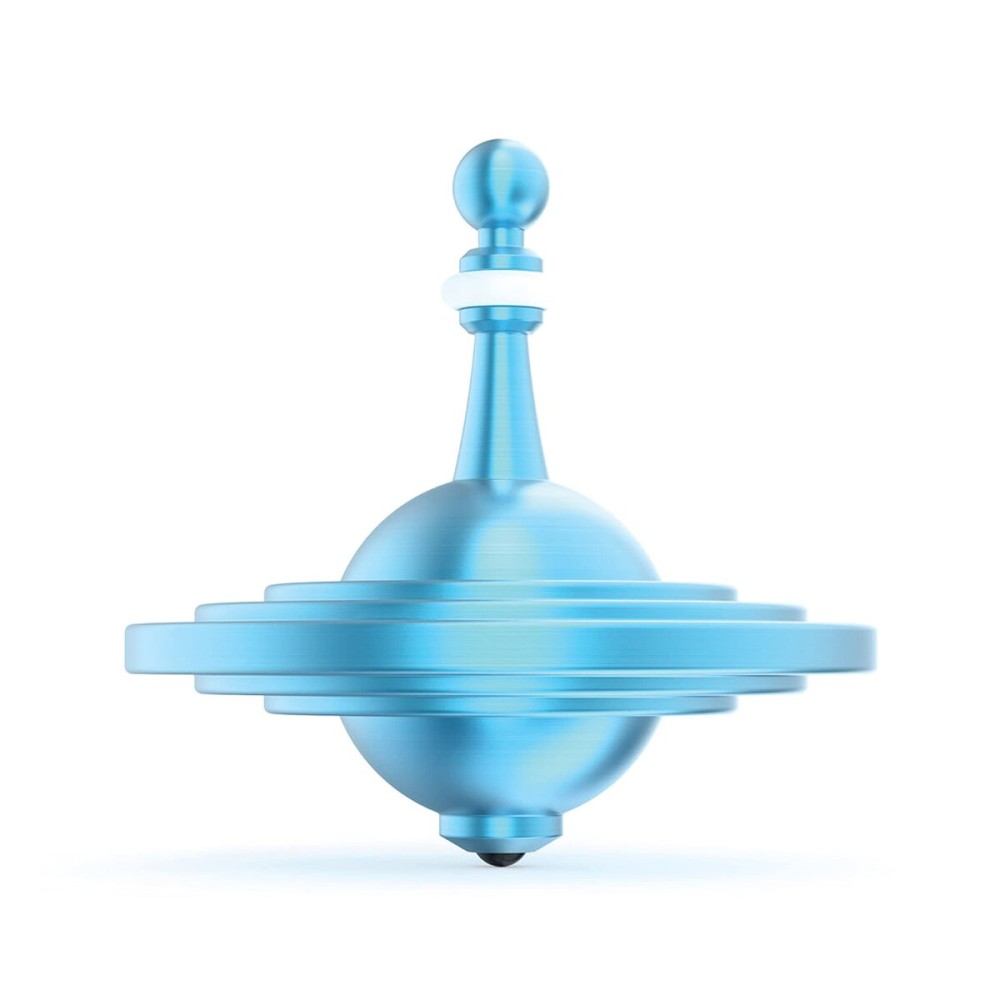 Plexity Labs UFO Tops Cussac - Metal Spinning Fidget Toy Top - Inspired by The Documented 1967 UFO Sighting in Cussac, France (Sulfur Blue)