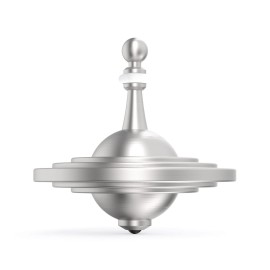 Plexity Labs UFO Tops - Cussac - Metal Spinning Fidget Toy Top - Inspired by The Documented 1967 UFO Sighting in Cussac, France (Cosmic Silver)
