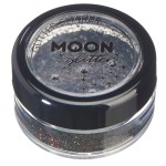 Moon Glitter Holographic Glitter Shakers 100% Cosmetic Glitter for Face, Body, Nails, Hair and Lips - 0.17oz - Black