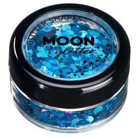 Holographic Glitter Shapes by Moon Glitter - 100% Cosmetic Glitter for Face, Body, Nails, Hair and Lips - 0.10oz - Blue