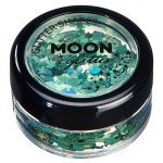 Moon Glitter Holographic Glitter Shapes 100% Cosmetic Glitter for Face, Body, Nails, Hair and Lips - 0.10oz - Green