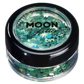 Moon Glitter Holographic Glitter Shapes 100% Cosmetic Glitter for Face, Body, Nails, Hair and Lips - 0.10oz - Green