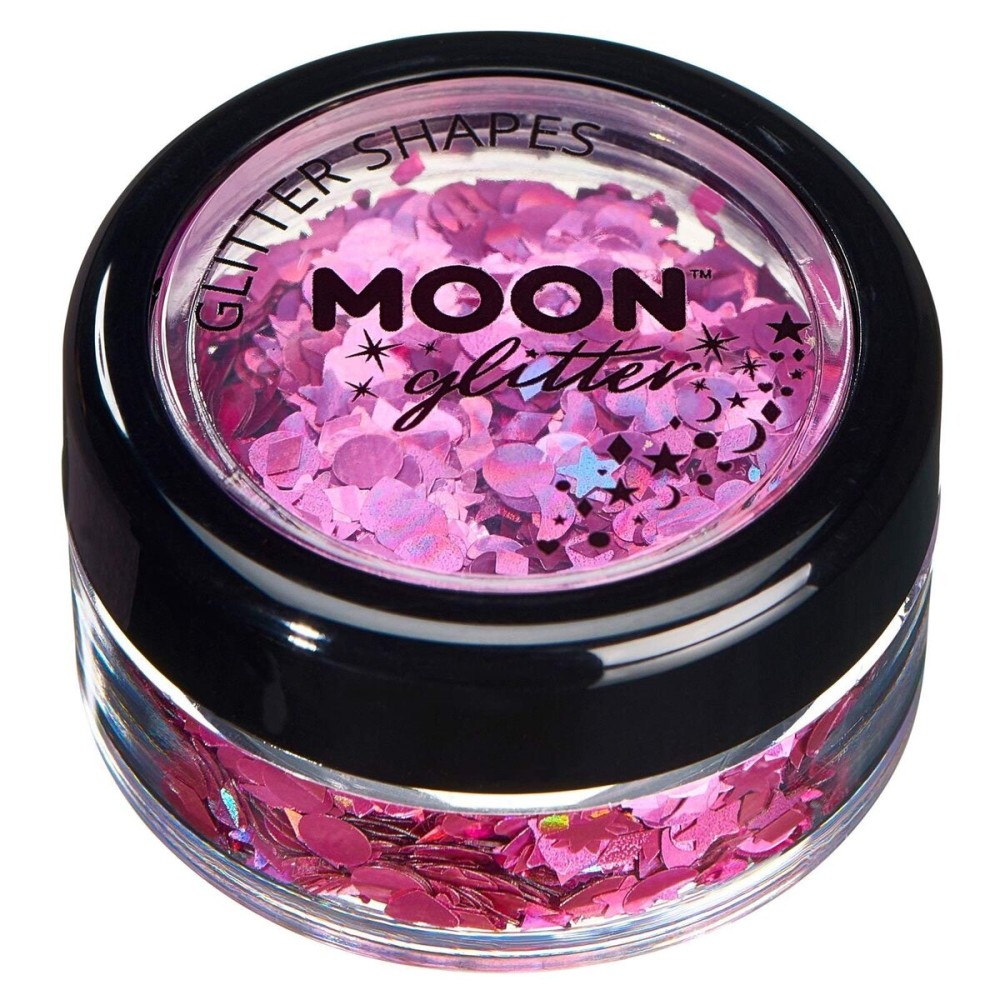 Moon Glitter Holographic Glitter Shapes 100% Cosmetic Glitter for Face, Body, Nails, Hair and Lips - 0.10oz - Pink Moon Glitter Holographic Glitter Shapes 100% Cosmetic Glitter for Face, Body, Nails, Hair and Lips - 0.10oz - Pink