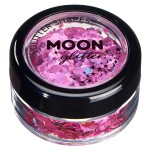 Moon Glitter Holographic Glitter Shapes 100% Cosmetic Glitter for Face, Body, Nails, Hair and Lips - 0.10oz - Pink