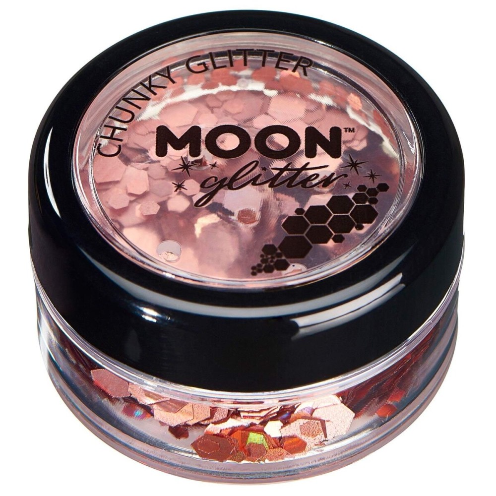 Moon Glitter Holographic Chunky Glitter 100% Cosmetic Glitter for Face, Body, Nails, Hair and Lips - 0.10oz - Rose Gold Moon Glitter Holographic Chunky Glitter 100% Cosmetic Glitter for Face, Body, Nails, Hair and Lips - 0.10oz - Rose Gold