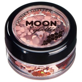 Moon Glitter Holographic Chunky Glitter 100% Cosmetic Glitter for Face, Body, Nails, Hair and Lips - 0.10oz - Rose Gold