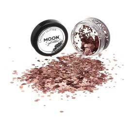 Moon Glitter Holographic Chunky Glitter 100% Cosmetic Glitter for Face, Body, Nails, Hair and Lips - 0.10oz - Rose Gold Moon Glitter Holographic Chunky Glitter 100% Cosmetic Glitter for Face, Body, Nails, Hair and Lips - 0.10oz - Rose Gold