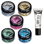 Holographic Chunky Glitter by Moon Glitter - 100% Cosmetic Glitter for Face, Body, Nails, Hair and Lips - 0.10oz - Set of 5 colours