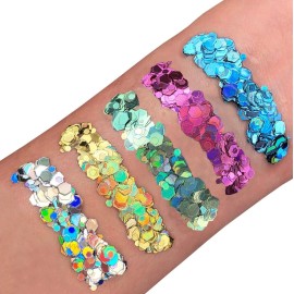 Holographic Chunky Glitter by Moon Glitter - 100% Cosmetic Glitter for Face, Body, Nails, Hair and Lips - 0.10oz - Set of 5 colours Holographic Chunky Glitter by Moon Glitter - 100% Cosmetic Glitter for Face, Body, Nails, Hair and Lips - 0.10oz - Set of 5 colours