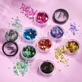 Moon Glitter Holographic Chunky Glitter 100% Cosmetic Glitter for Face, Body, Nails, Hair and Lips - 0.10oz - Blue Moon Glitter Holographic Chunky Glitter 100% Cosmetic Glitter for Face, Body, Nails, Hair and Lips - 0.10oz - Blue