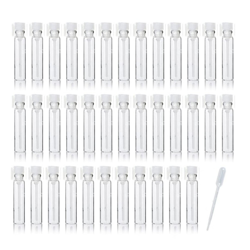 JJKMALL- 100PCS 1ml 1/4 Dram Empty Glass Perfume Sample Bottle Vials with 3ml 1pcs Droppers Samplers for Essential Oils Aromatherapy caps with