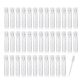 JJKMALL- 100PCS 1ml 1/4 Dram Empty Glass Perfume Sample Bottle Vials with 3ml 1pcs Droppers Samplers for Essential Oils Aromatherapy caps with