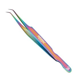 Professional Lash Tweezers for Eyelash Extension In Multi-Titanium Coating Hand Crafted Japanese Stainless Steel Precision Tweezers (90 Angular Tip.)