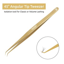 14cm Metaleks Lash Tweezers Japanese Steel Lash Extension Tweezers 45 Degree Angular Tip. (Golden Titanium Coated.) 14cm Metaleks Lash Tweezers Japanese Steel Lash Extension Tweezers 45 Degree Angular Tip. (Golden Titanium Coated.)