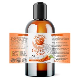 Bella Terra Oils - Organic Carrot Seed Oil 8 oz - Unveiling Organic Carrot\'s Enzymes & Nutritional Benefits, A Cold-Pressed Delight for a Natural Skin Glow