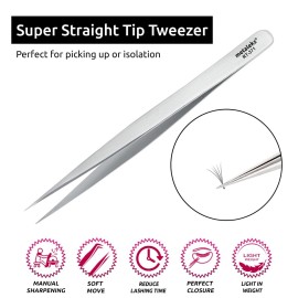 Metaleks Straight Pointed Perfect Craft Fine Angled Removal Stainless Steel Tip Straight Tweezers For Professional Grafting Eyelash Extension False Eyelash Nail Art. Metaleks Straight Pointed Perfect Craft Fine Angled Removal Stainless Steel Tip Straight Tweezers For Professional Grafting Eyelash Extension False Eyelash Nail Art.