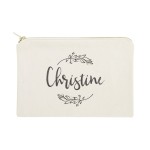 The Cotton & Canvas Co. Personalized Name with Vine Cosmetic Bag and Travel Make Up Pouch
