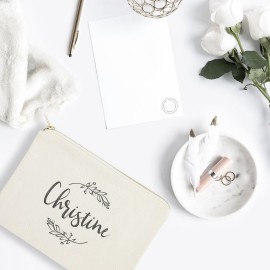 The Cotton & Canvas Co. Personalized Name with Vine Cosmetic Bag and Travel Make Up Pouch The Cotton & Canvas Co. Personalized Name with Vine Cosmetic Bag and Travel Make Up Pouch