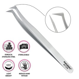 Metaleks Eyelash Extension Tweezers Soft In Use Light In Weight Matt Finish Stainless Steel L-Shape Tip for 2D - 5D - Sterilizable Metaleks Eyelash Extension Tweezers Soft In Use Light In Weight Matt Finish Stainless Steel L-Shape Tip for 2D - 5D - Sterilizable