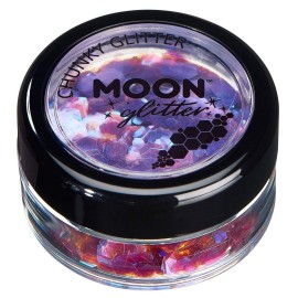 Moon Glitter Iridescent Chunky Glitter 100% Cosmetic Glitter for Face, Body, Nails, Hair and Lips - 0.10oz - Purple